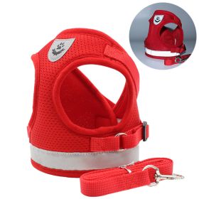 dog Harnesses and dog leash set; Pet Chest Strap Vest Dog Towing Rope Reflective Breathable Dog Rope Pet Supplies Wholesale (colour: red, Specification (L * W): L)